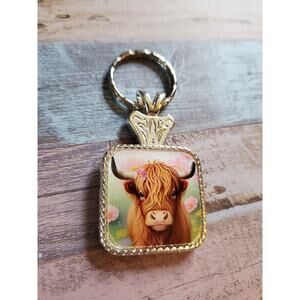 Cute highland Cow Concho Keychain, western keyring, western car accessories